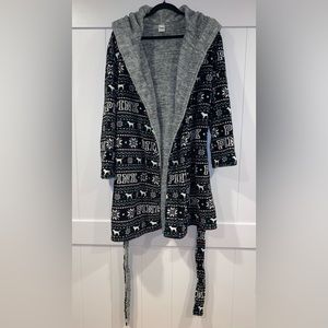 Victoria’s Secret Pink Holiday Puppy Reversible Hooded Plush Robe - Size M/L